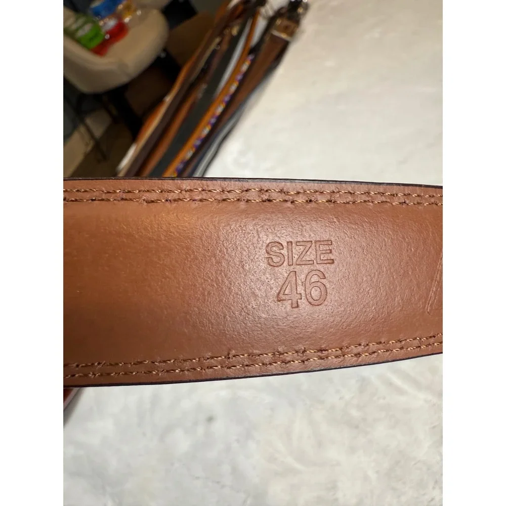 Dickies Mens Brown Genuine Leather Belt Size 46 Silver Buckle 1-71498-03635